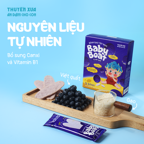 BÁNH GẠO TẬP NHAI BABY BOAT VỊ VIỆT QUẤT - BÉ 6 THÁNG