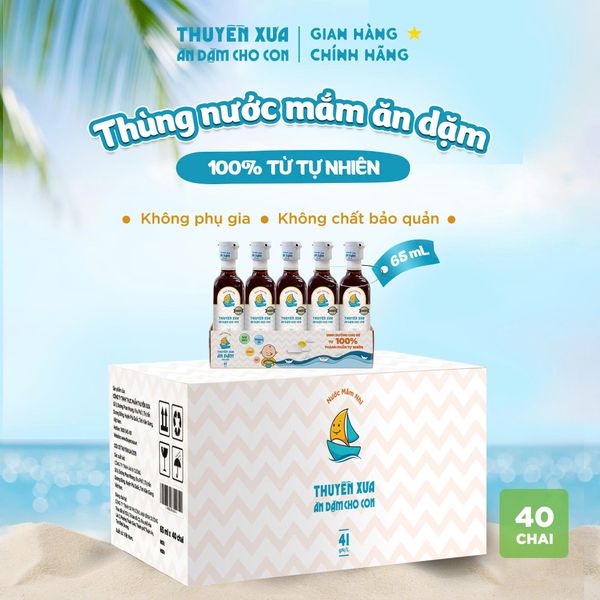 [Thùng 40 chai] Nước Mắm Nhĩ Nguyên Chất Thuyền Xưa 41N - Cao Đạm Vị Dịu - 65ML