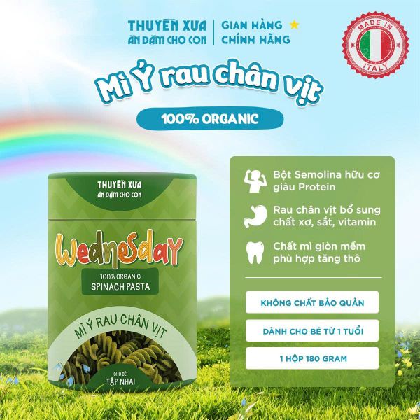 MÌ Ý RAU CHÂN VỊT ĂN DẶM THUYỀN XƯA - 180G - HỮU CƠ