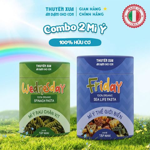 COMBO 2 MỲ Ý RAU CHÂN VỊT + MÌ Ý THẾ GIỚI BIỂN ĂN DẶM THUYỀN XƯA- 180G