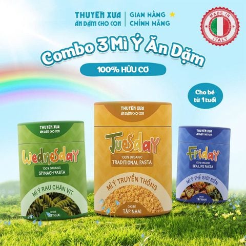 COMBO 3 MÌ Ý ĂN DẶM THUYỀN XƯA HỮU CƠ TỪ ITALY