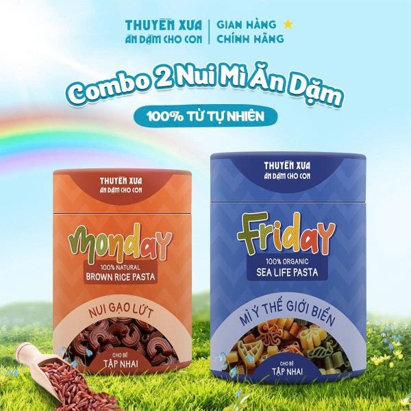 COMBO 2 NUI GẠO LỨT + MÌ Ý THẾ GIỚI BIỂN ĂN DẶM THUYỀN XƯA- 180G
