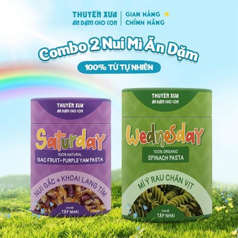 COMBO 2 NUI GẤC + KHOAI LANG TÍM + MÌ Ý RAU BINA ĂN DẶM THUYỀN XƯA- 180G