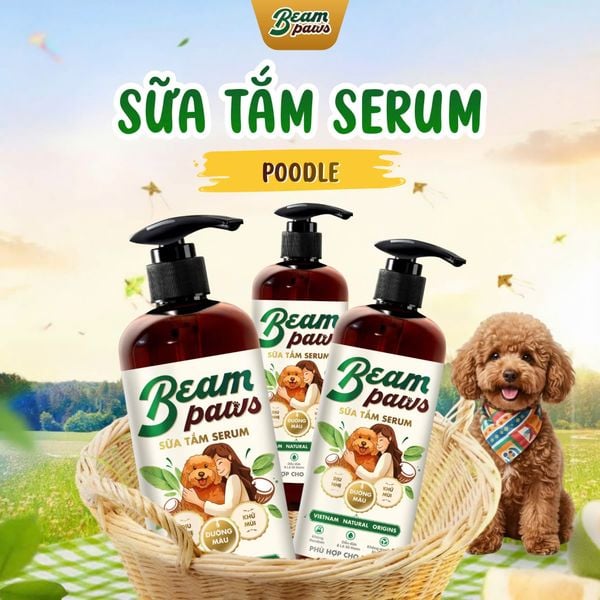Beam Paws Sữa tắm Serum Dành Cho Poodle, Dịu Nhẹ, Chai 470ml