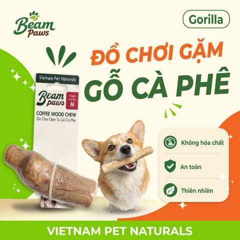 Đồ Chơi Gặm Gỗ Gorilla Tự Nhiên Beam Paws Cho Cún - Bền Chắc, Sạch Răng, Giảm Stress