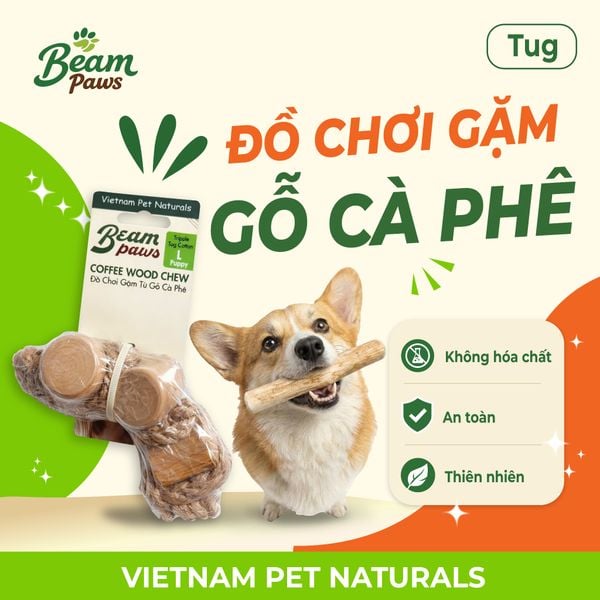 Đồ Chơi Gặm Gỗ Tug Tự Nhiên Beam Paws Cho Cún - Bền Chắc, Sạch Răng, Giảm Stress