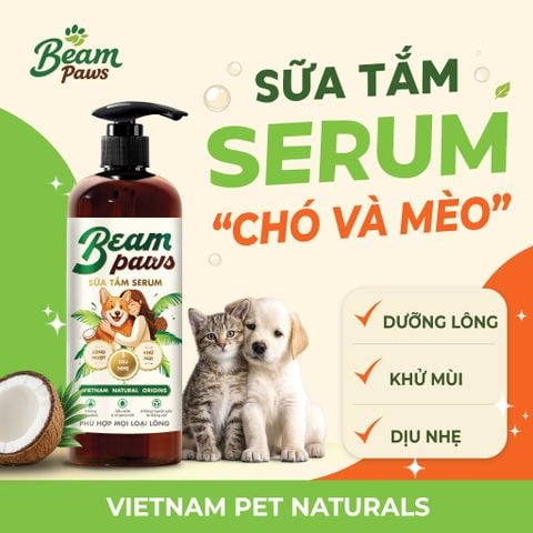 Sữa tắm serum Beam Paws 470ml – Dưỡng Lông Mềm Mượt, Dưỡng Da, Vitamin B5 & Dầu Dừa Thiên Nhiên