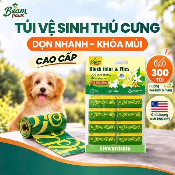 Beam Paws Ginger Bloom - túi đựng chất thải thú cưng không mùi hoa bưởi gừng