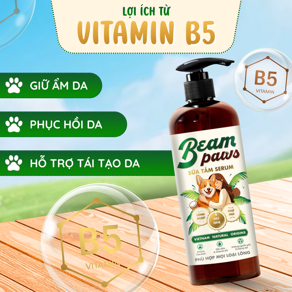 Beam Paws Sữa Tắm Serum Dưỡng Ẩm Tự Nhiên, Chăm Sóc Toàn Diện, Chai 470ml