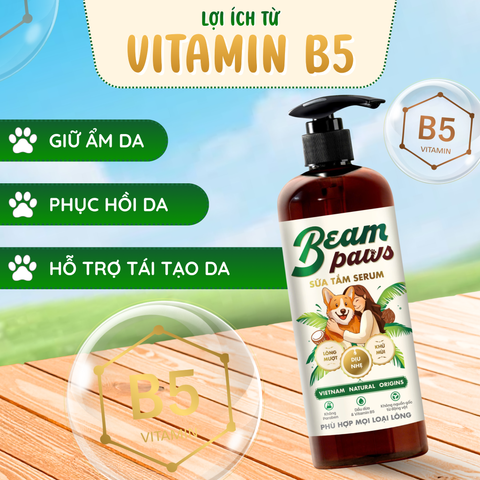 Beam Paws Sữa Tắm Serum Dưỡng Ẩm Tự Nhiên, Chăm Sóc Toàn Diện, Chai 470ml