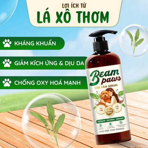 Beam Paws Sữa tắm Serum Dành Cho Poodle, Dịu Nhẹ, Chai 470ml