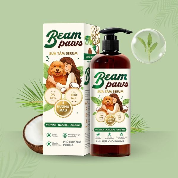 Sữa tắm serum poodle Beam Paws 470ml – Dưỡng Lông Mềm Mượt, Giữ Màu Lông, Serum Dầu Dừa & Lá Xô Thơm Tự Nhiên