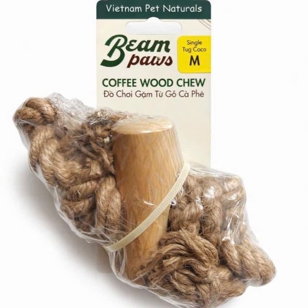 Đồ Gặm Gỗ Cà Phê Tự Nhiên Beam Paws Kèm Dây Cho Cún - Sạch Răng, Giảm Stress, An Toàn
