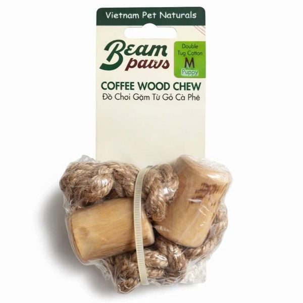 Đồ Gặm Gỗ Cà Phê Tự Nhiên Beam Paws Kèm Dây Cho Cún - Sạch Răng, Giảm Stress, An Toàn