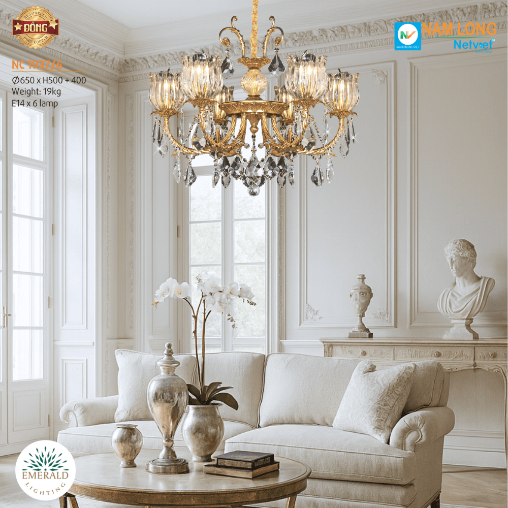 Đèn chùm đồng NC 1937/6 - Emerald Lighting - Emeraldlighting