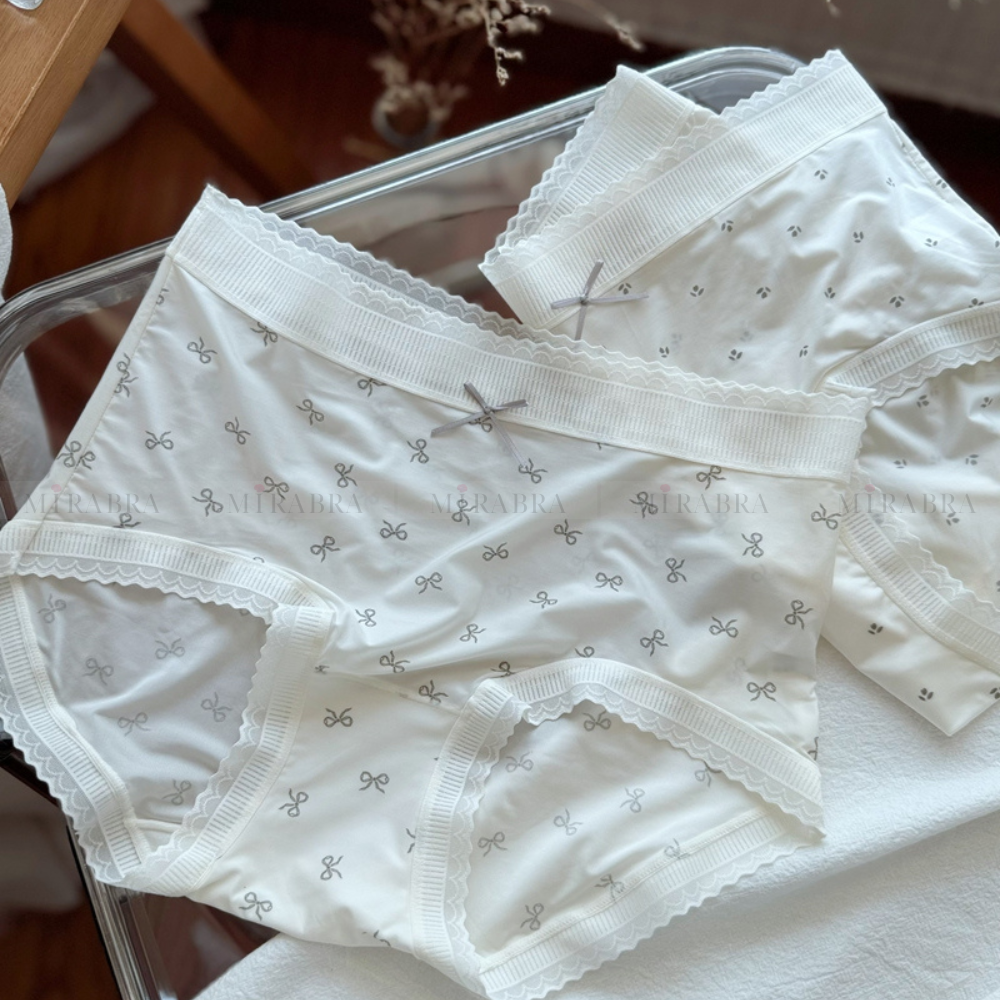 Set 5 quần lót trắng nữ tính, đóng hộp - MQ01