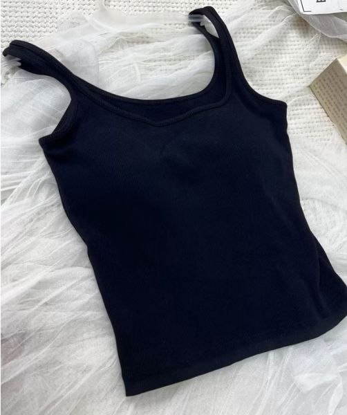 Áo bra 2 dây bản vừa cổ vuông, chất cotton tăm mềm, có đệm ngực - MB07