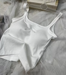 Áo bra 2 dây bản vừa cổ vuông, chất cotton tăm mềm, có đệm ngực - MB07