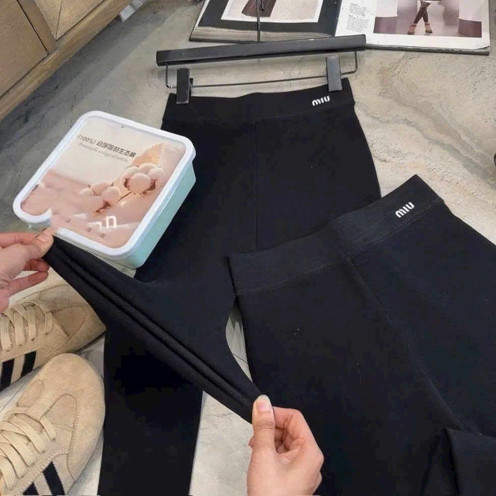 Quần Legging Nữ Miu Đen Basic lót nỉ ấm, co giãn 4 chiều - MQ08