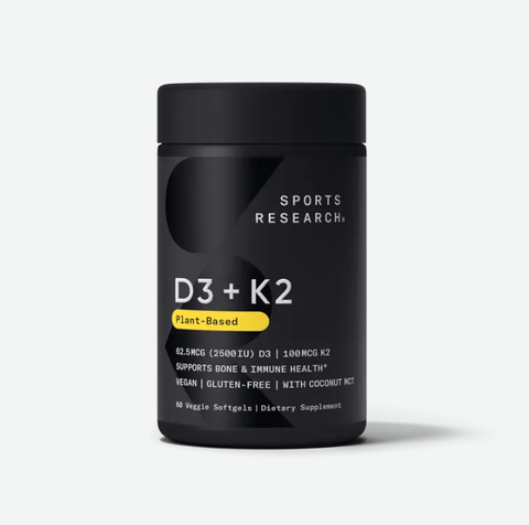 Sports Research, D3 + K2 nguồn gốc thực vật, 125 mcg/100 mcg, 60 viên nang mềm chay