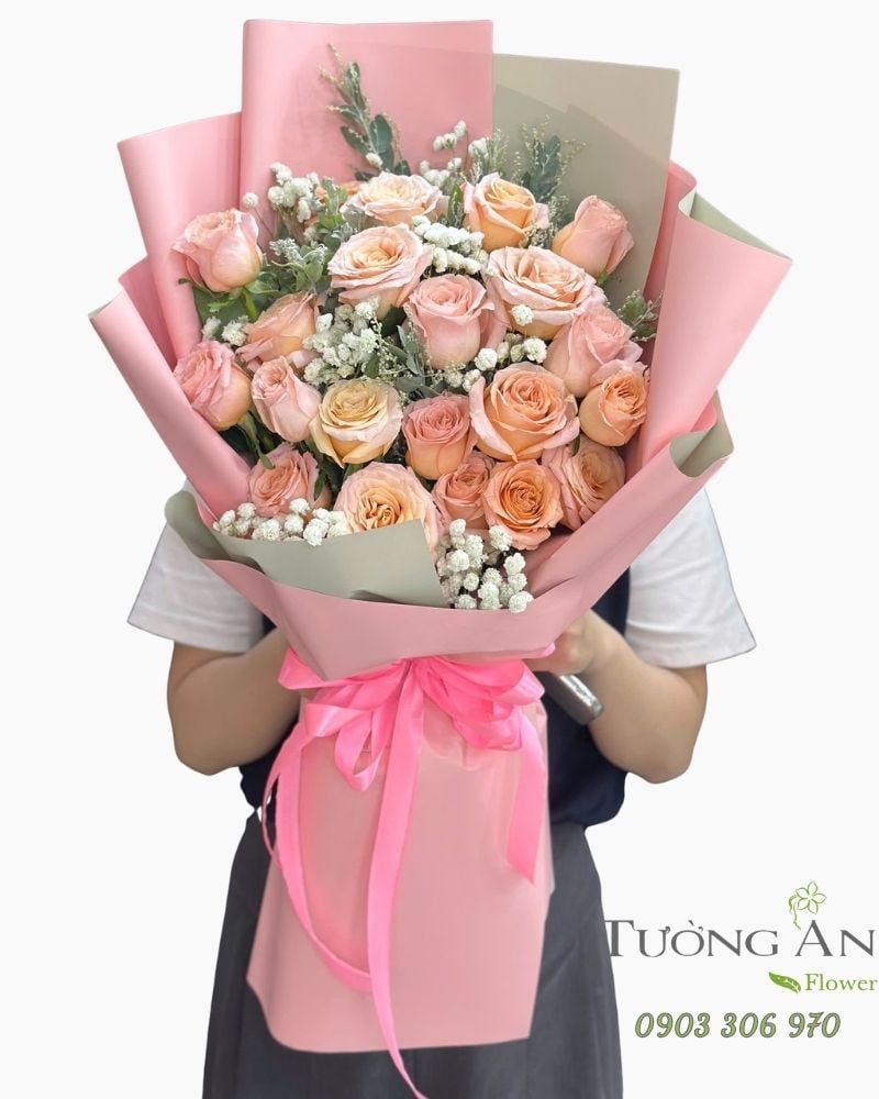 Bó Hoa Đào Hồng Ngọt Ngào - HBD68 