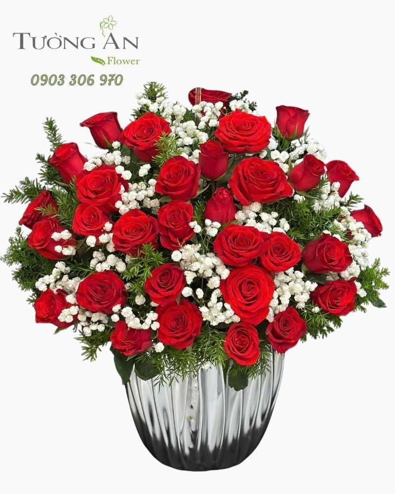  Hoa Cắm Hộp Đỏ Nhiệt Thành - HCH86 