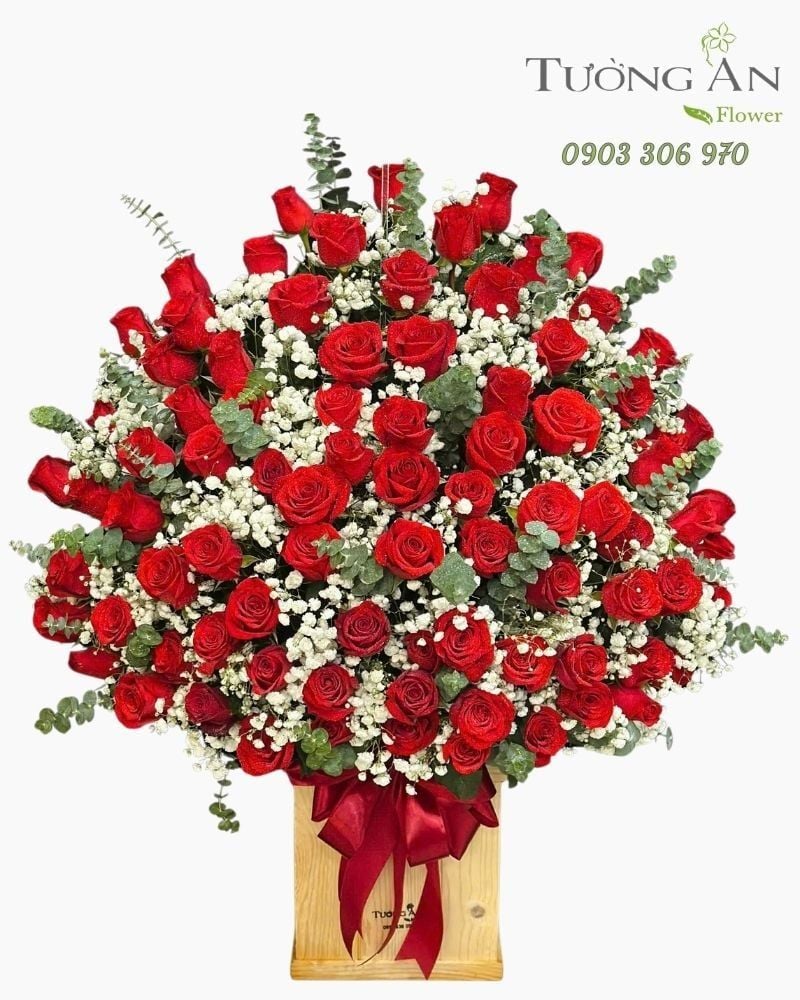  Hoa Cắm Hộp Đại Hồng Thịnh Tình - HCH89 