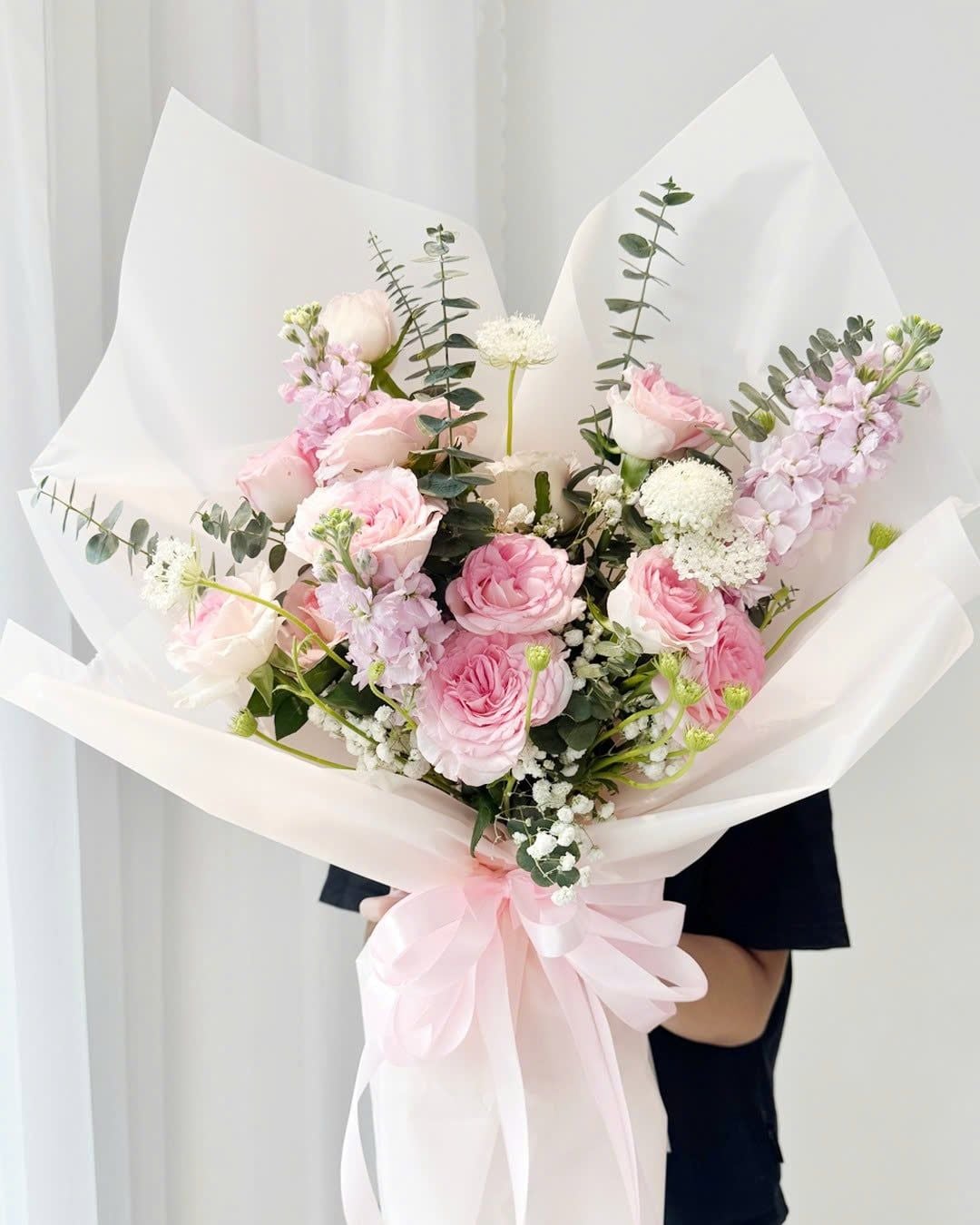  Bó Hoa Hồng Phấn Mộng Mơ - HBD72 