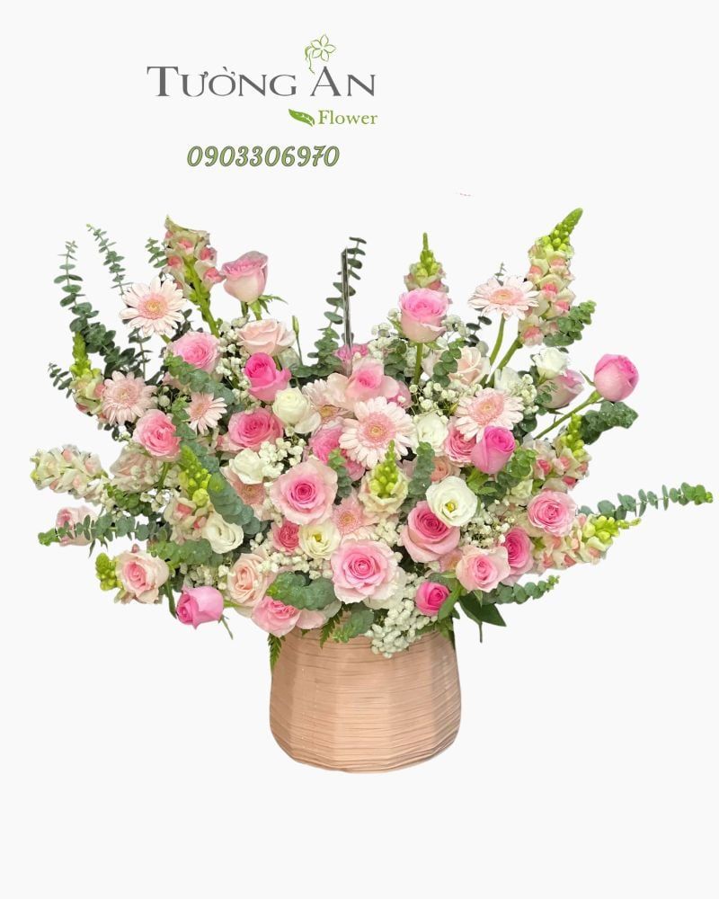  Hoa Cắm Hộp Hồng Ngọc Thuần Khiết - HCH46 