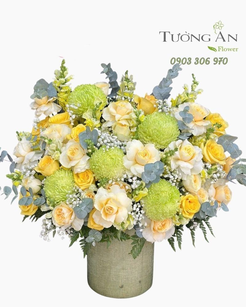  Hoa Cắm Hộp Thanh Xuân Xanh Ngát - HCH131 