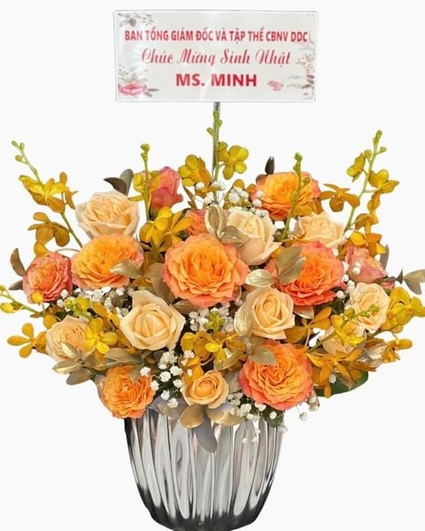 Hoa Cắm Hộp Ánh Kim Thịnh Vượng - HCH93