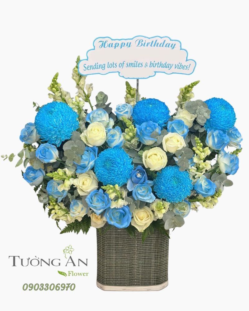  Hoa Cắm Hộp Lam Ngọc Hân Hoan - HCH32 