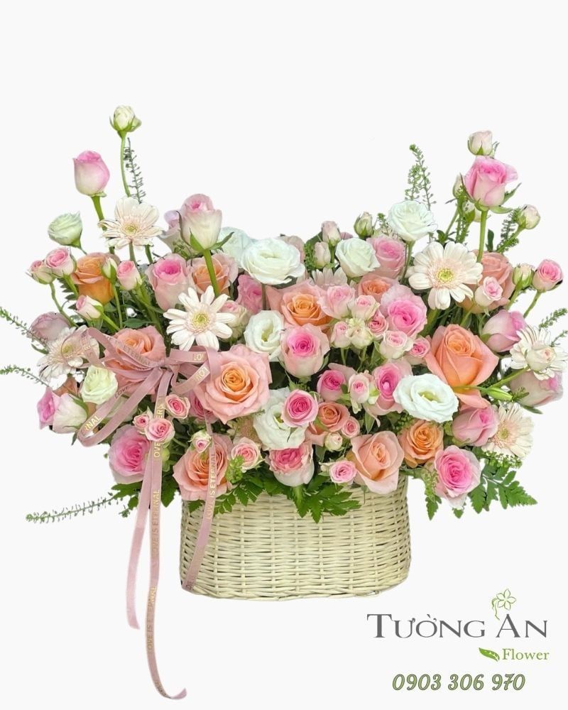  Giỏ Hoa Vườn Hồng Dịu Dàng - GH15 