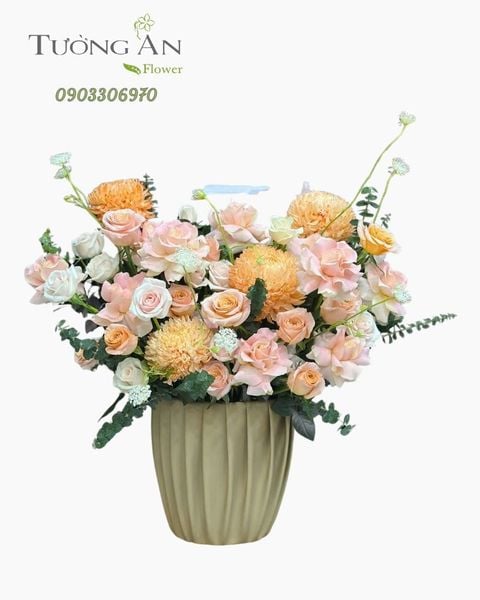 Hoa Cắm Hộp Cam Hồng An Yên - HCH25