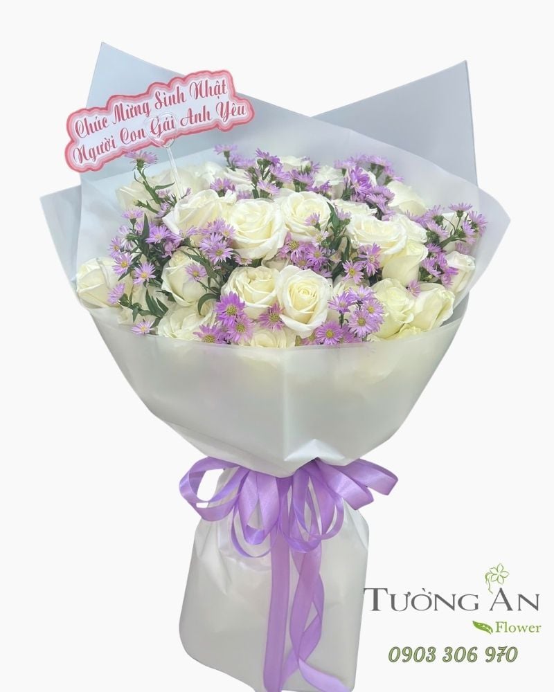  Bó Hoa Hồng Tinh Khôi Dịu Dàng - HBD88 