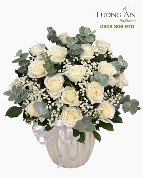 Hoa Cắm Hộp Bạch Sắc Vĩnh Tịnh​​​​​​​ - HTL62
