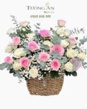  Giỏ Hoa Mây Hồng Nhẹ Gió - GH08 