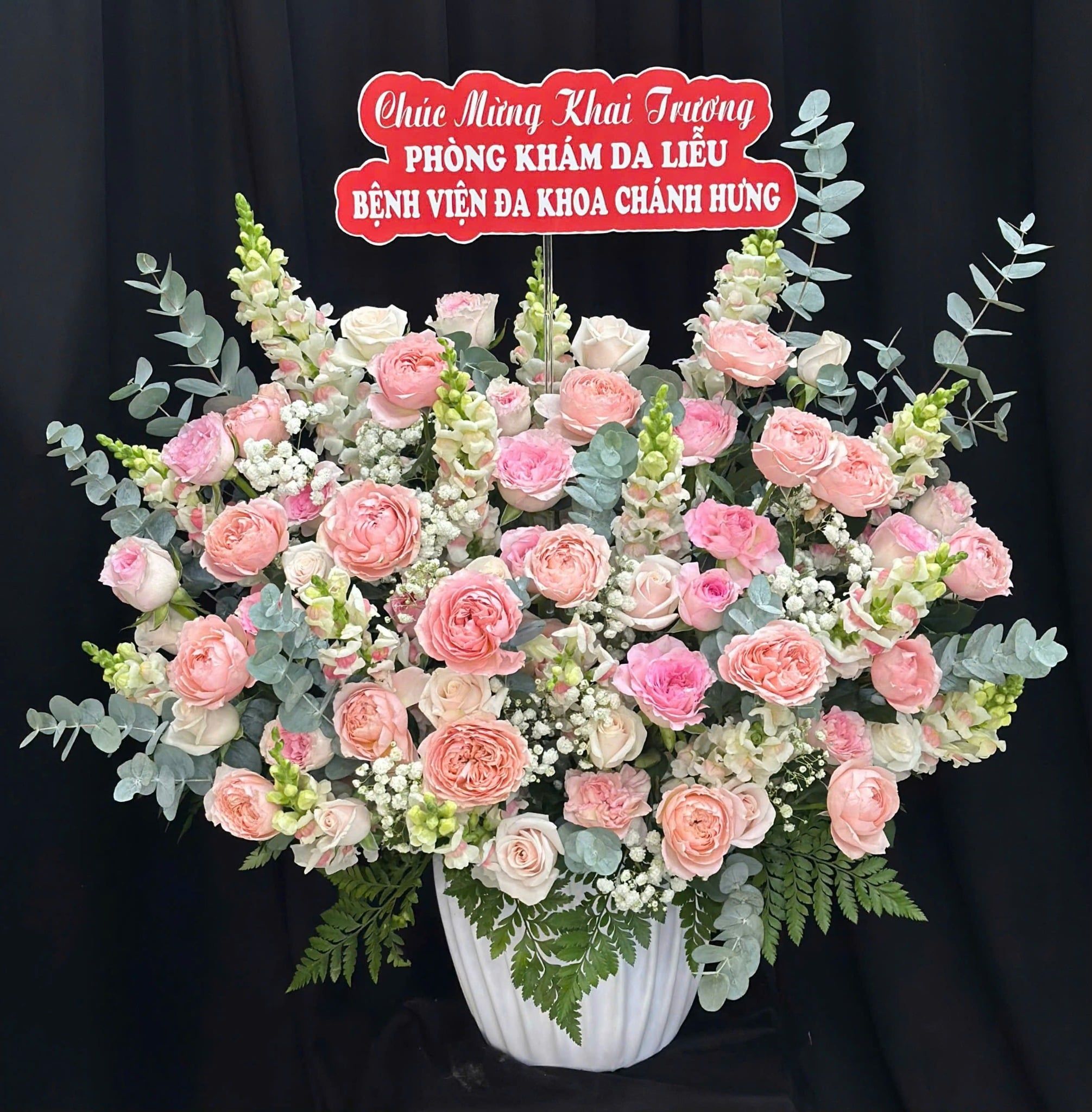  Hoa Cắm Hộp Sương Mai Hồng Phấn - HCH132 