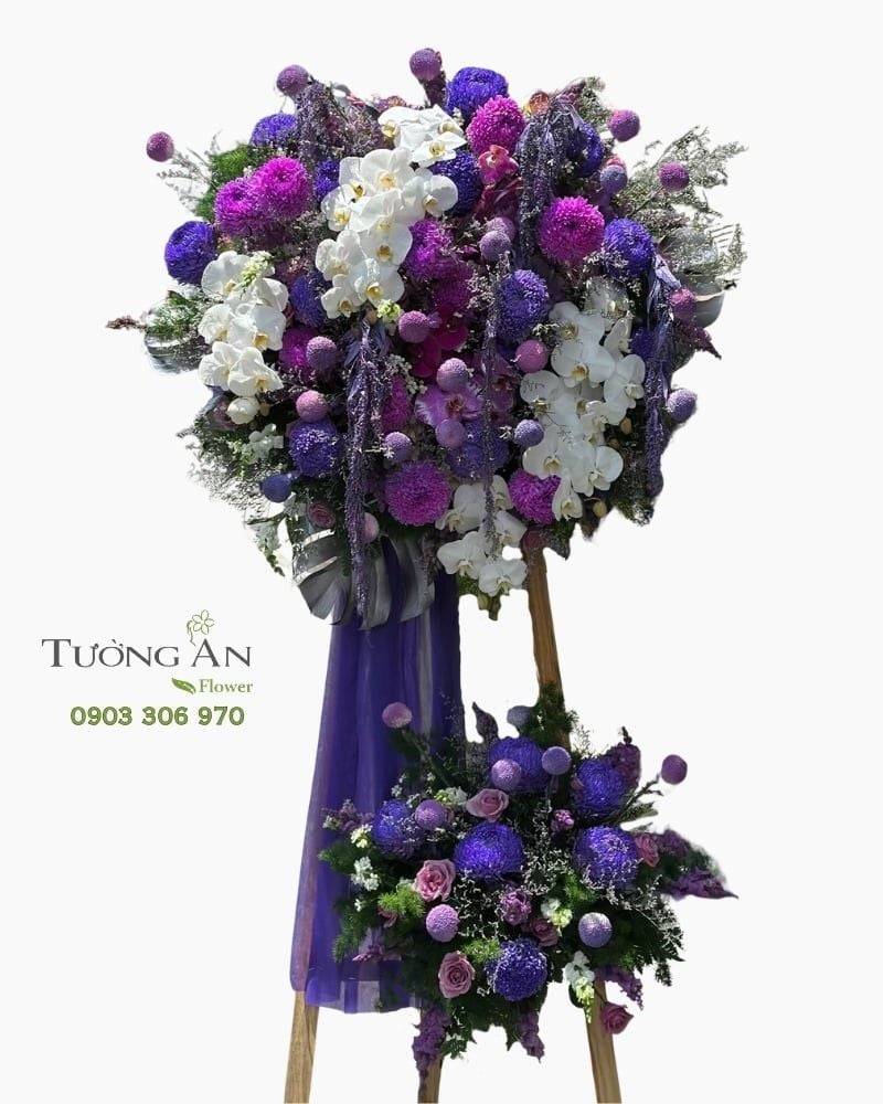  Vòng Hoa Chia Buồn Tím Nguyện Bình An - HTL71 
