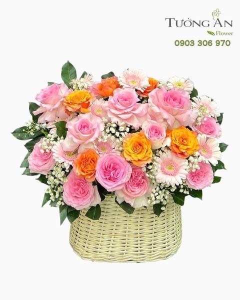 Giỏ Hoa Nắng Hồng Dịu Êm - GH26