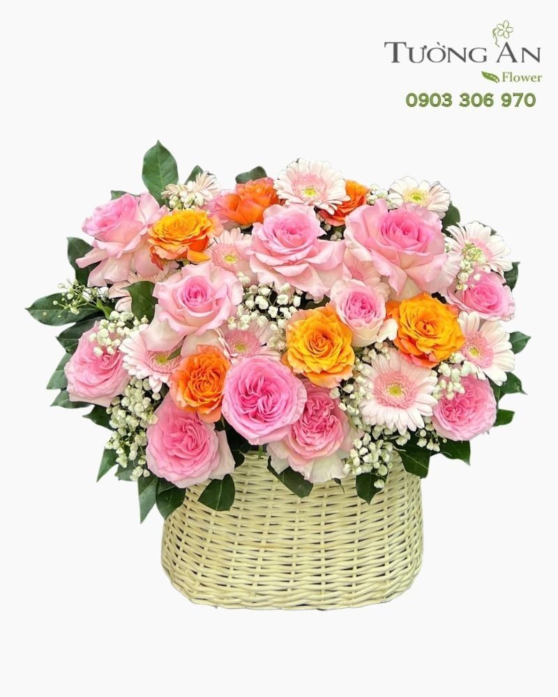  Giỏ Hoa Nắng Hồng Dịu Êm - GH26 