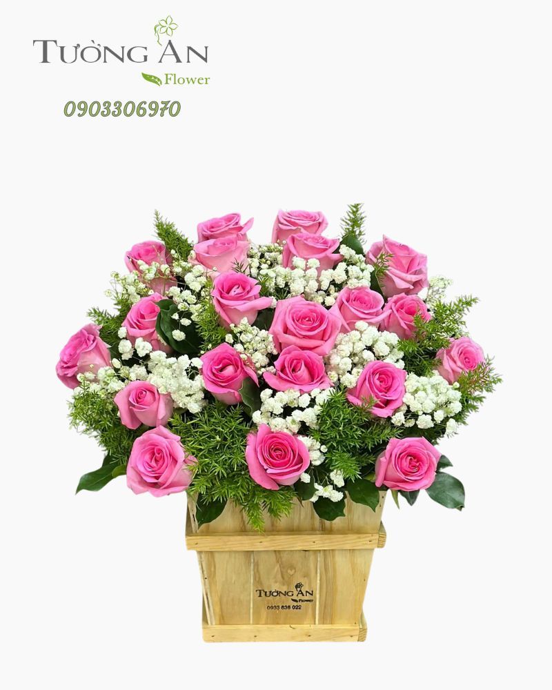  Hoa Cắm Hộp Hồng Yêu Dịu Ngọt - HCH26 