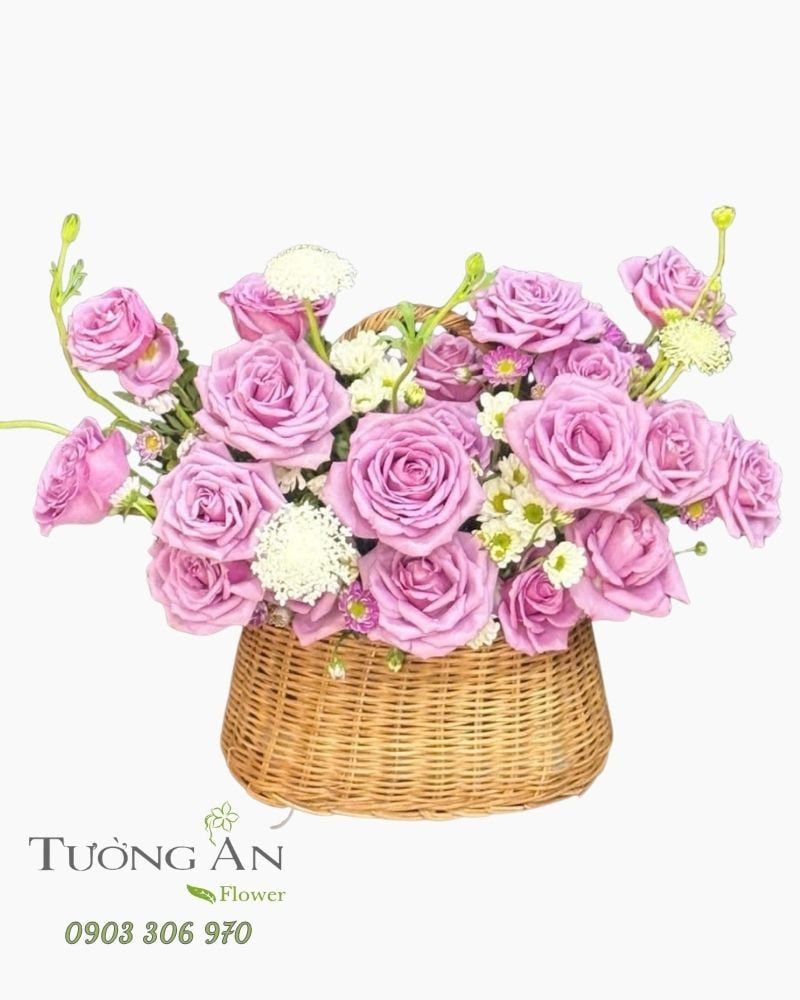  Giỏ Hoa Tím Mộng Yêu Thương - GH14 