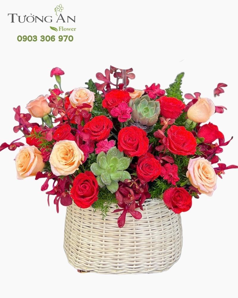  Giỏ Hoa Son Vĩnh Cửu - GH37 