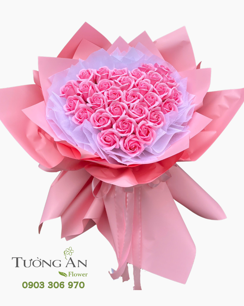  Bó Hoa Sáp Tim Hồng Ngọt Ngào - HST38 