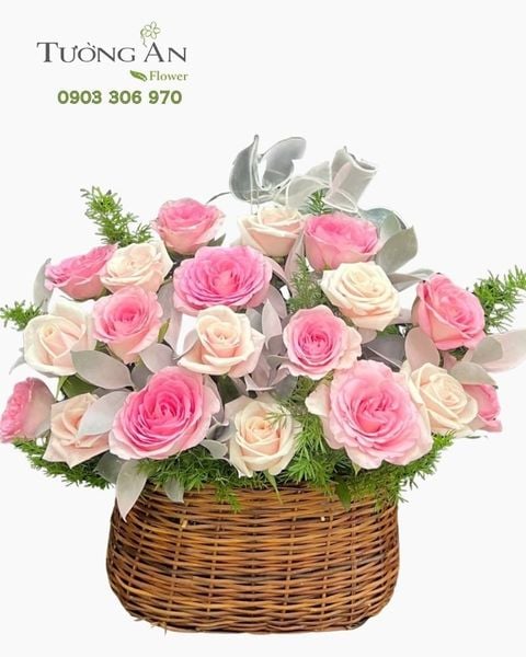 Giỏ Hoa Hồng Sương Mai - GH35