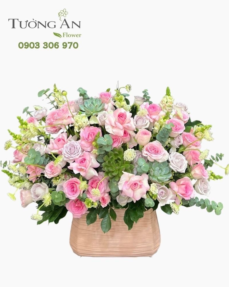  Hoa Cắm Hộp Vườn Hồng Bình Yên - HCH155 