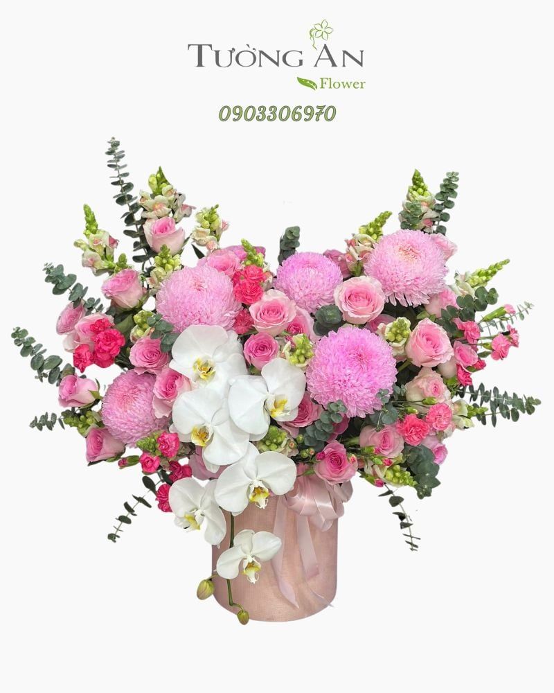  Hoa Cắm Hộp Hồng Ngọc Thanh Xuân - HCH34 