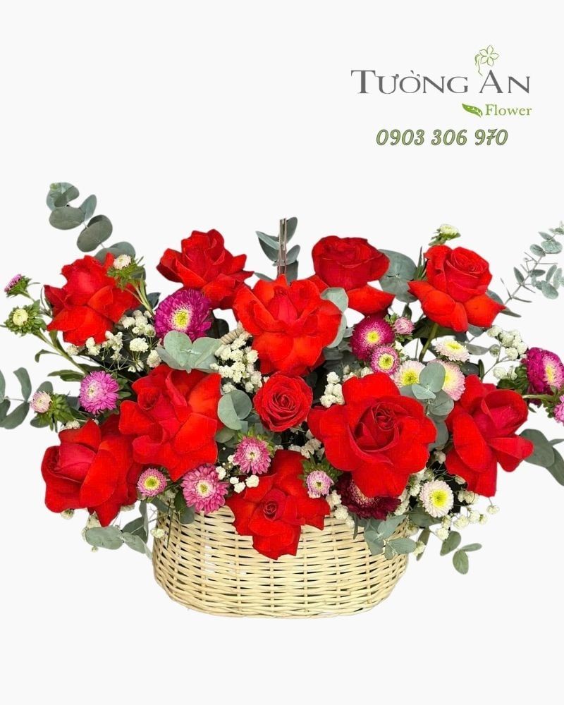  Giỏ Hoa Hồng Đỏ Rực Rỡ - GH18 