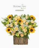  Hoa Cắm Hộp Gỗ Nắng Vàng An Nhiên - HCH35 